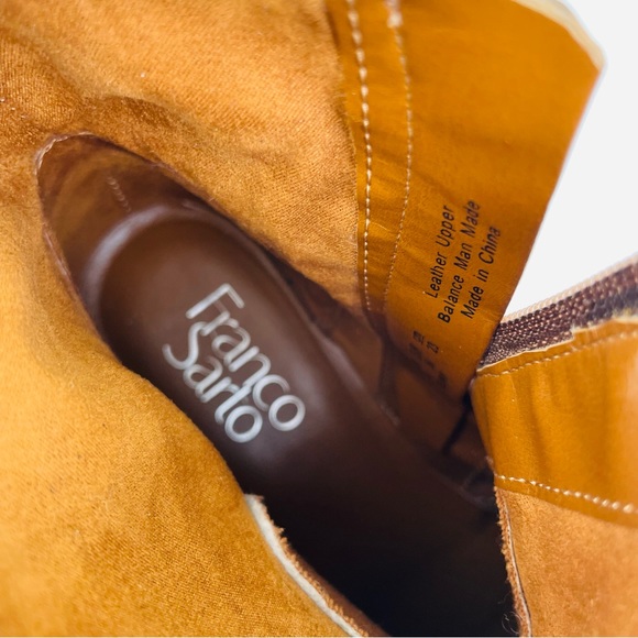 Franco Sarto Benny Brown Leather Ankle Boots Heeled Side Zip Women’s Size 6M - Picture 9 of 12